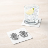 Hand gezeichnetes Hamsa mit Verzierungen Rechteckiger Pappuntersetzer (Vor Ort)