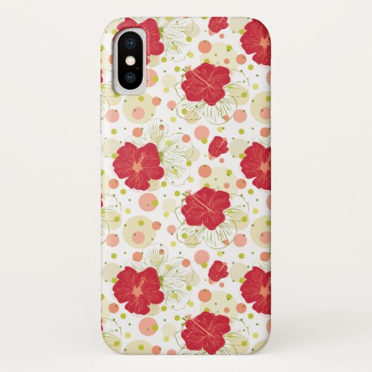 Hand gezeichnetes Hibiskus-Muster Case-Mate iPhone Hülle (Rückseite)