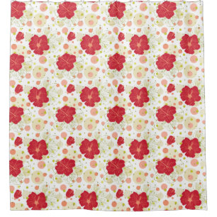 Hand gezeichnetes Hibiskus-Muster Duschvorhang
