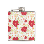 Hand gezeichnetes Hibiskus-Muster Flachmann (Vorderseite)