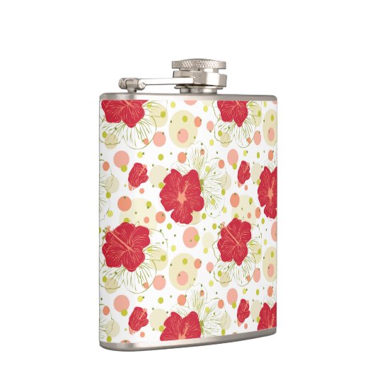 Hand gezeichnetes Hibiskus-Muster Flachmann (Rechts)