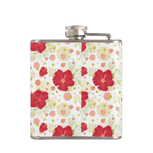 Hand gezeichnetes Hibiskus-Muster Flachmann (Rückseite)