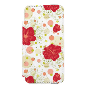 Hand gezeichnetes Hibiskus-Muster Incipio Watson™ iPhone 5 Geldbörsen Hülle