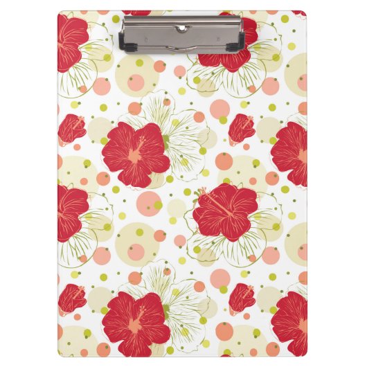 Hand gezeichnetes Hibiskus-Muster Klemmbrett (Vorderseite)