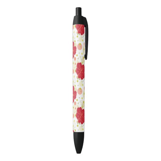 Hand gezeichnetes Hibiskus-Muster Kugelschreiber (Unterseite (Vertikal))