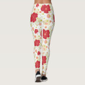 Hand gezeichnetes Hibiskus-Muster Leggings (Rückseite)