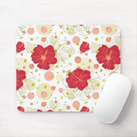 Hand gezeichnetes Hibiskus-Muster Mousepad (Mit Mouse)