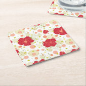 Hand gezeichnetes Hibiskus-Muster Rechteckiger Pappuntersetzer (angewinkelt)