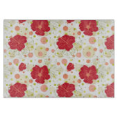 Hand gezeichnetes Hibiskus-Muster Schneidebrett (Vorderseite)