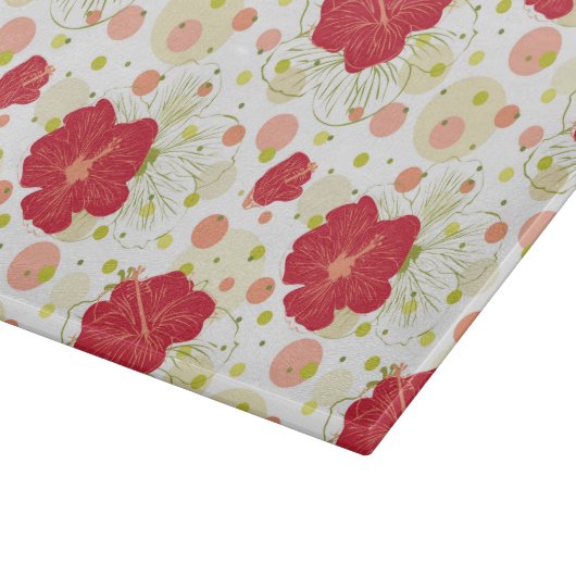 Hand gezeichnetes Hibiskus-Muster Schneidebrett (Ecke)