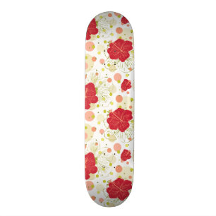 Hand gezeichnetes Hibiskus-Muster Skateboard