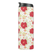 Hand gezeichnetes Hibiskus-Muster Thermosbecher (Nach rechts gedreht)