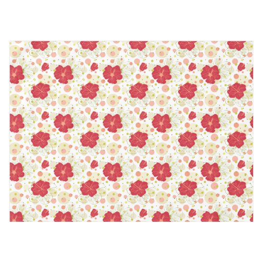 Hand gezeichnetes Hibiskus-Muster Tischdecke (Vorderseite (Horizontal))