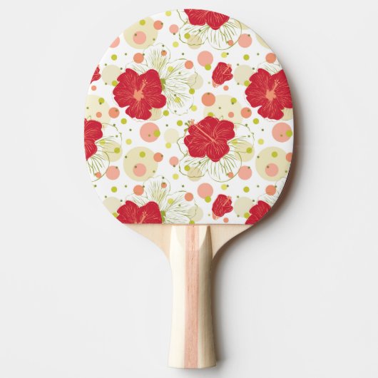 Hand gezeichnetes Hibiskus-Muster Tischtennis Schläger (Vorderseite)