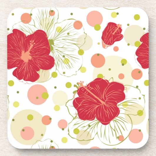 Hand gezeichnetes Hibiskus-Muster Untersetzer (Vorderseite)