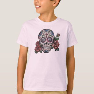 Hand-gezeichnetes Hülsen-Shirt Skull Dia de Los T-Shirt