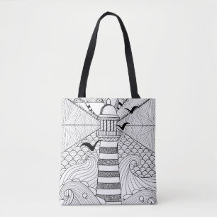 Hand gezeichnetes Leuchtturm-Gekritzel 2 Tasche