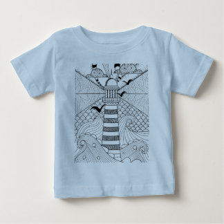 Hand gezeichnetes Leuchtturm-Gekritzel Baby T-shirt