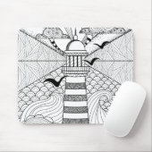 Hand gezeichnetes Leuchtturm-Gekritzel Mousepad (Mit Mouse)