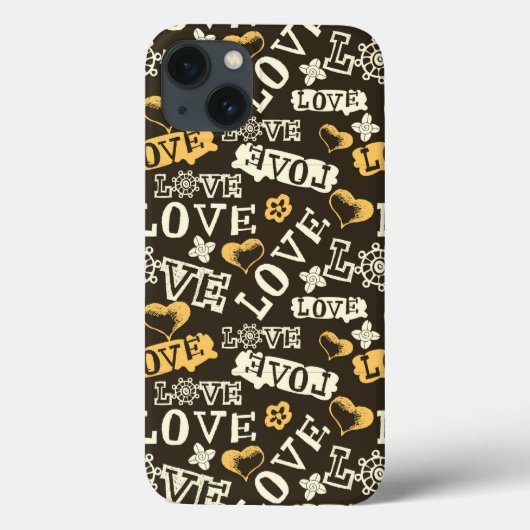 Hand gezeichnetes Liebe-Muster Case-Mate iPhone Hülle (Rückseite)