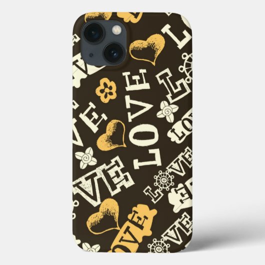 Hand gezeichnetes Liebe-Muster Case-Mate iPhone Hülle (Rückseite)