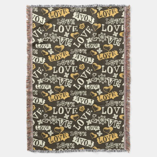 Hand gezeichnetes Liebe-Muster Decke (Vorderseite Vertikal)