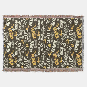 Hand gezeichnetes Liebe-Muster Decke