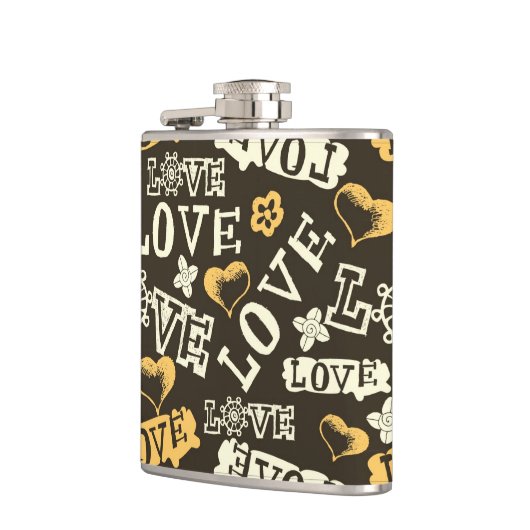 Hand gezeichnetes Liebe-Muster Flachmann (Links)