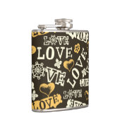 Hand gezeichnetes Liebe-Muster Flachmann (Rechts)