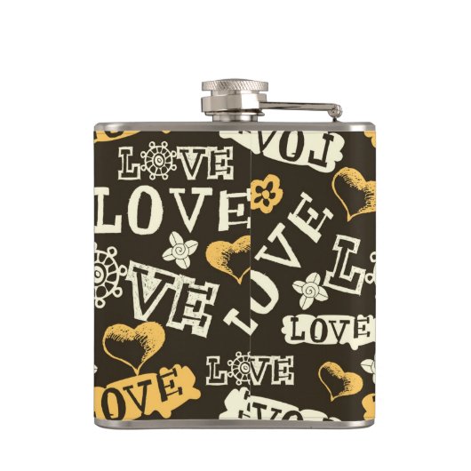 Hand gezeichnetes Liebe-Muster Flachmann (Rückseite)