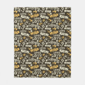 Hand gezeichnetes Liebe-Muster Fleecedecke (Vorderseite)