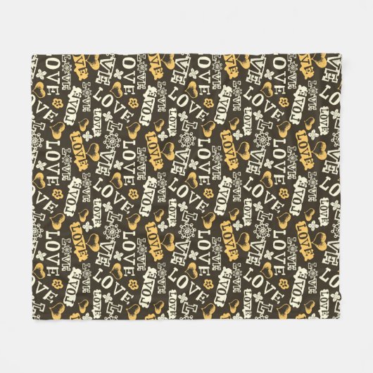 Hand gezeichnetes Liebe-Muster Fleecedecke (Vorderseite (Horizontal))
