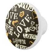 Hand gezeichnetes Liebe-Muster Keramikknauf (Rechts)