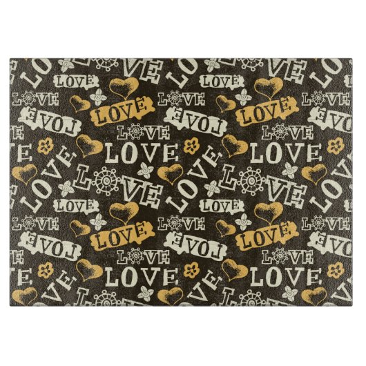 Hand gezeichnetes Liebe-Muster Schneidebrett (Vorderseite)