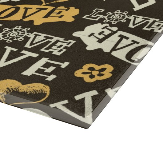 Hand gezeichnetes Liebe-Muster Schneidebrett (Ecke)