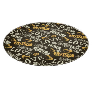 Hand gezeichnetes Liebe-Muster Schneidebrett