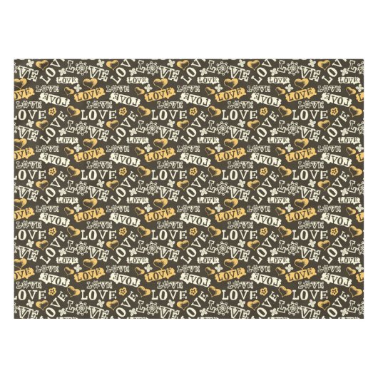 Hand gezeichnetes Liebe-Muster Tischdecke (Vorderseite (Horizontal))