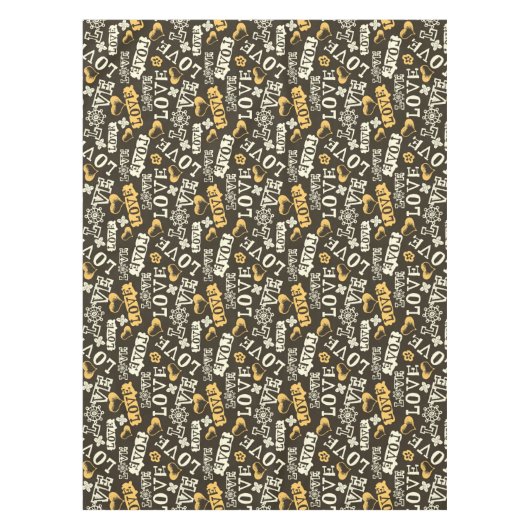 Hand gezeichnetes Liebe-Muster Tischdecke (Vorderseite)