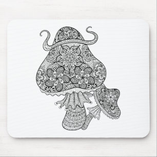 Hand gezeichnetes magisches Pilz-Gekritzel Mousepad
