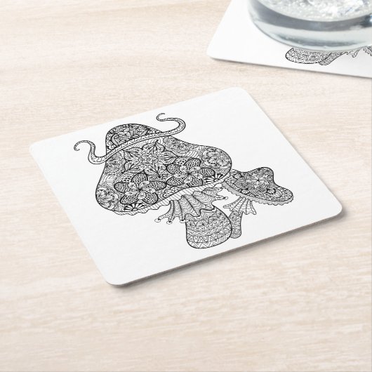 Hand gezeichnetes magisches Pilz-Gekritzel Rechteckiger Pappuntersetzer (angewinkelt)