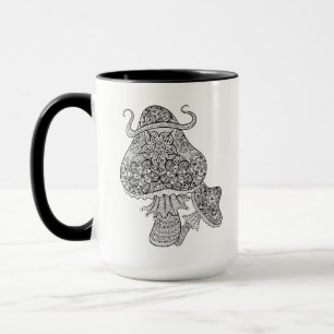 Hand gezeichnetes magisches Pilz-Gekritzel Tasse