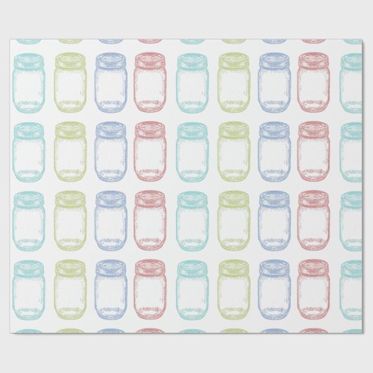 Hand gezeichnetes Maurer-Glas in 4 Farben Geschenkpapier (Flach)