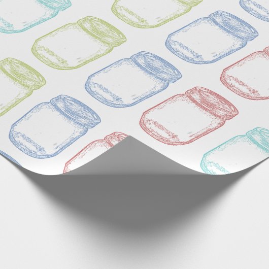 Hand gezeichnetes Maurer-Glas in 4 Farben Geschenkpapier (Ecke)