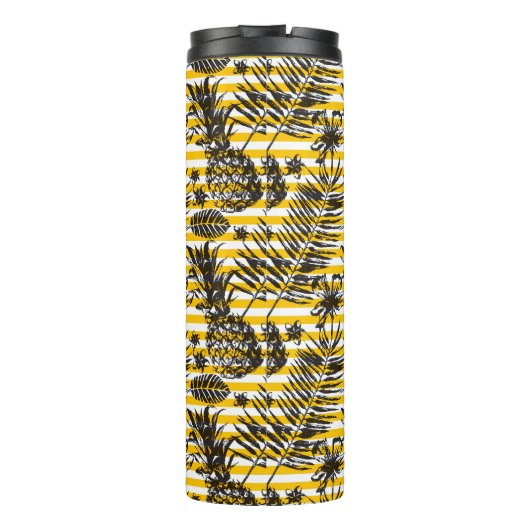 Hand gezeichnetes Monogramm der Ananas-| Thermosbecher (Rückseite)