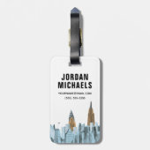 Hand gezeichnetes New York City, NY Gepäckanhänger (Rückseite vertikal)