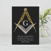 Hand gezeichnetes Quadrat und Kompass Einladung (Stehend Vorderseite)