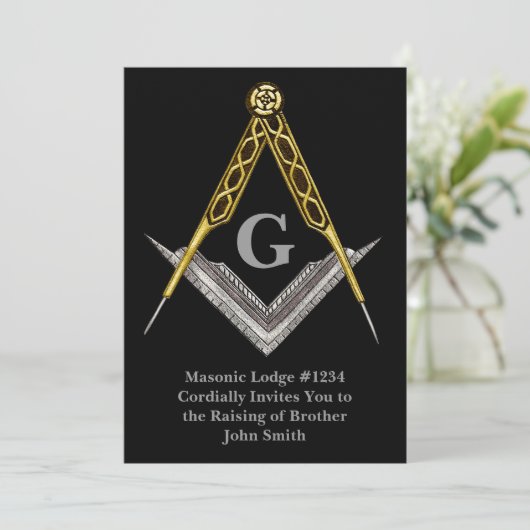 Hand gezeichnetes Quadrat und Kompass Einladung (Stehend Vorderseite)