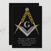 Hand gezeichnetes Quadrat und Kompass Einladung (Vorne/Hinten)