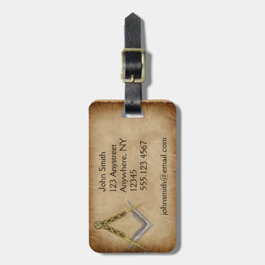 Hand gezeichnetes Quadrat und Kompass Gepäckanhänger (Vorderseite vertikal)