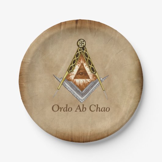 Hand gezeichnetes Quadrat und Kompass mit allem Pappteller (Vorderseite)